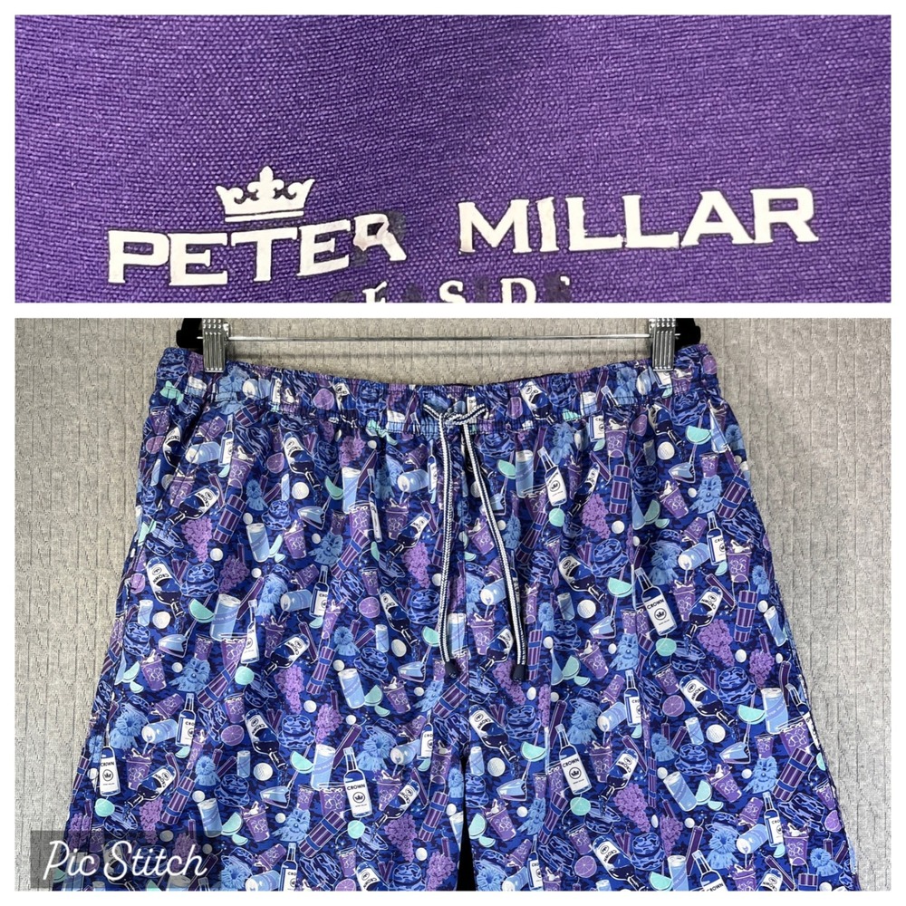 Peter Millar seaside Crown Royal performance dress swim board shorts Men‎ XL/34